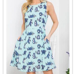 EUC LA Soul Fit & Flare Mini Dress in Trash Panda Print size Medium